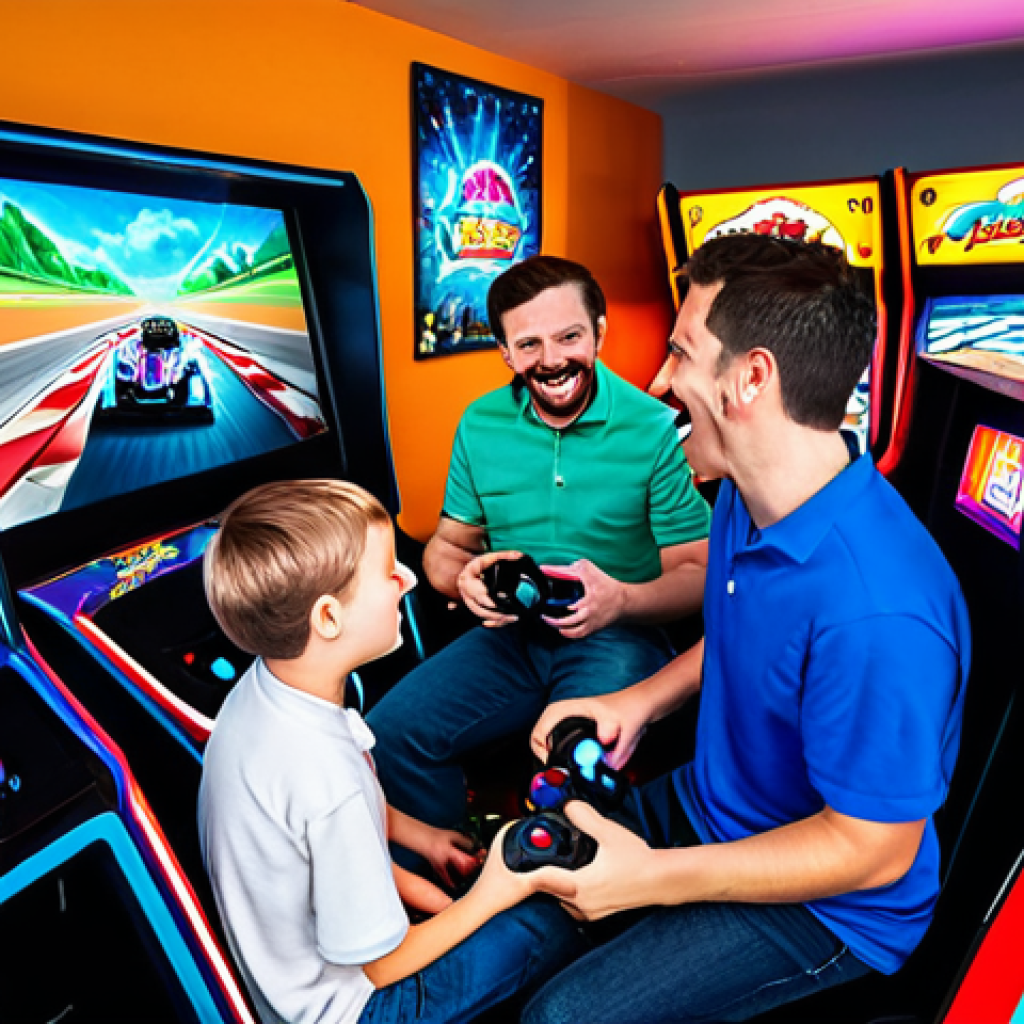 오락실 체감형 게임 기기 분석 - Modern Arcade Ambiance**

"A brightly lit, family-friendly arcade filled with people of all ages pla...