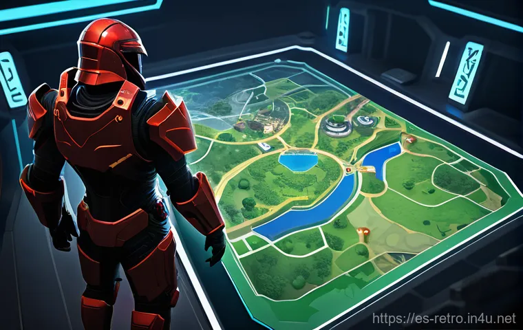 퀘이크 시리즈 맵 디자인 분석 - **Prompt:** A dynamic, wide-angle shot of a meticulously designed, symmetrical combat arena in a des...