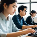 Home 15 한글화된 고전 일본 게임 리스트 - **Prompt:** "A diverse group of professional game localizers, fully clothed in smart casual attire, ...