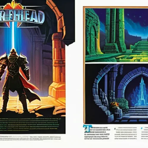Home 25 19801990년대 게임 광고 사례 - **Vintage Magazine Ad: Epic Fantasy Unleashed**
A vibrant, double-page spread from a vintage 90s...