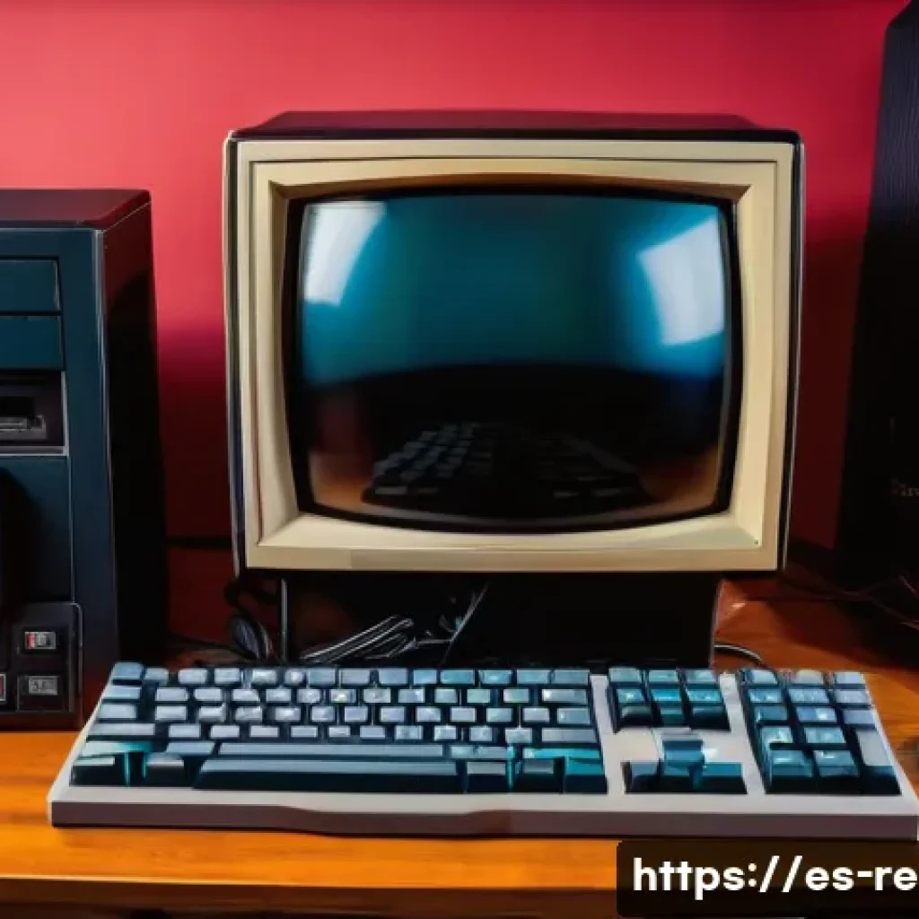 도스 게임 실행 방법 - A cozy retro gaming setup featuring a modern computer running DOSBox emulator on screen, surrounded ...