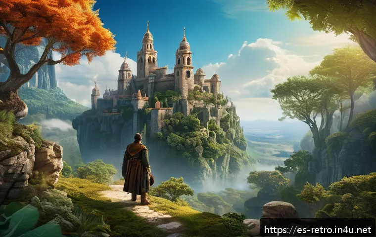제로의 전설 시리즈 리뷰 - A richly detailed fantasy world landscape showing diverse regions including mystical forests, ancien...