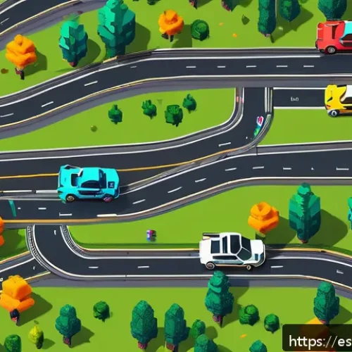 Home 31 도스 기반의 초창기 레이싱 게임 - A vibrant pixel art scene of a classic DOS-era racing game track featuring colorful, geometric shape...